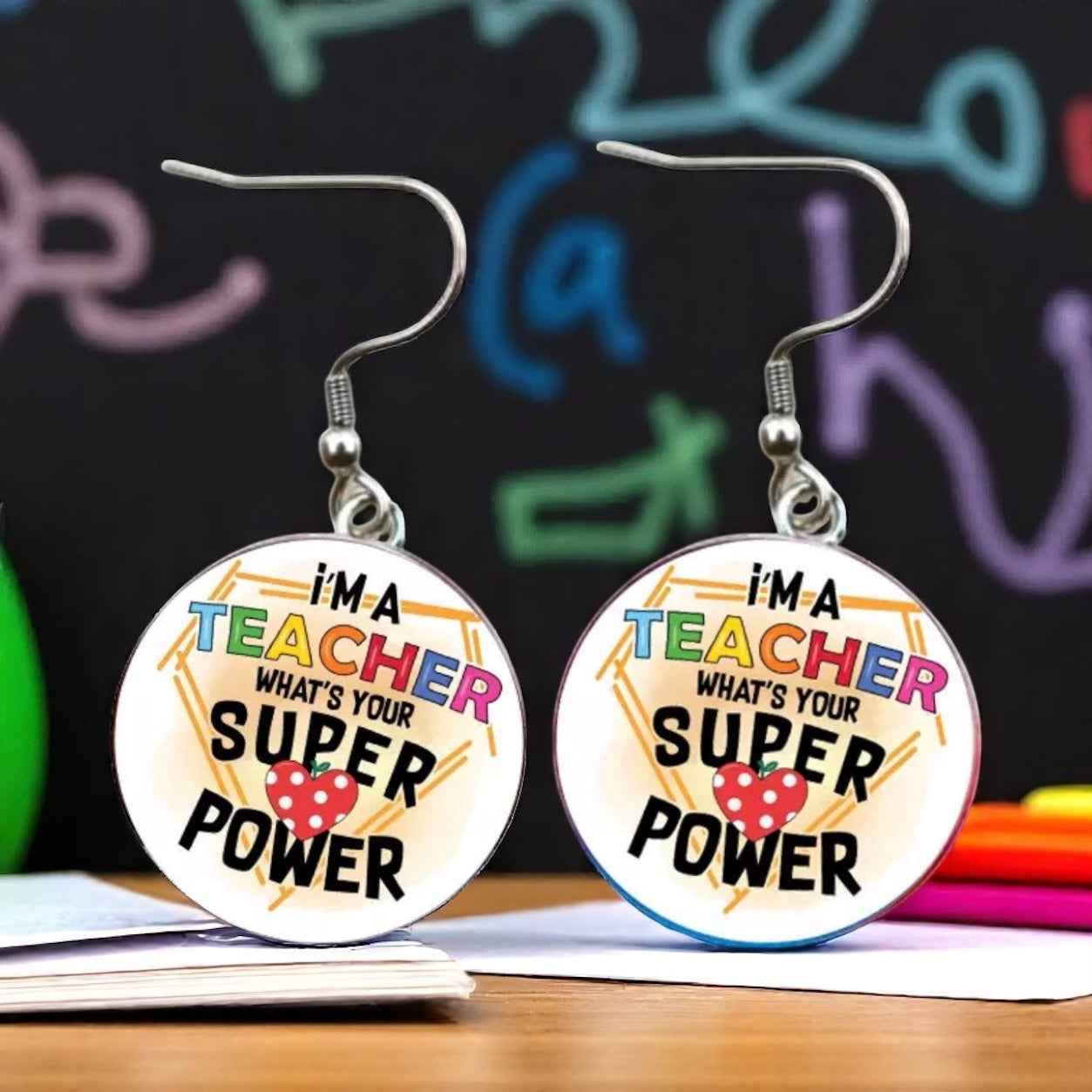 Inspire & Shine with Teacher Cabochon Dangle Earrings!