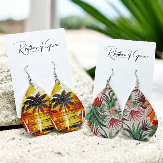 Tropical Earrings - Island Accessories, Palm Tree, Botanical Jewelry, Tropical Island, Handmade Earrings
