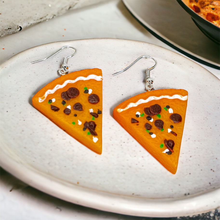Pepperoni Pizza Slice Dangle Earrings - A Slice of Style! 🍕