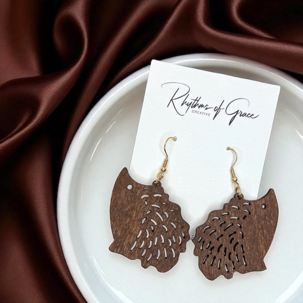 Charming Wooden Hedgehog Earrings - Handmade & Adorable!
