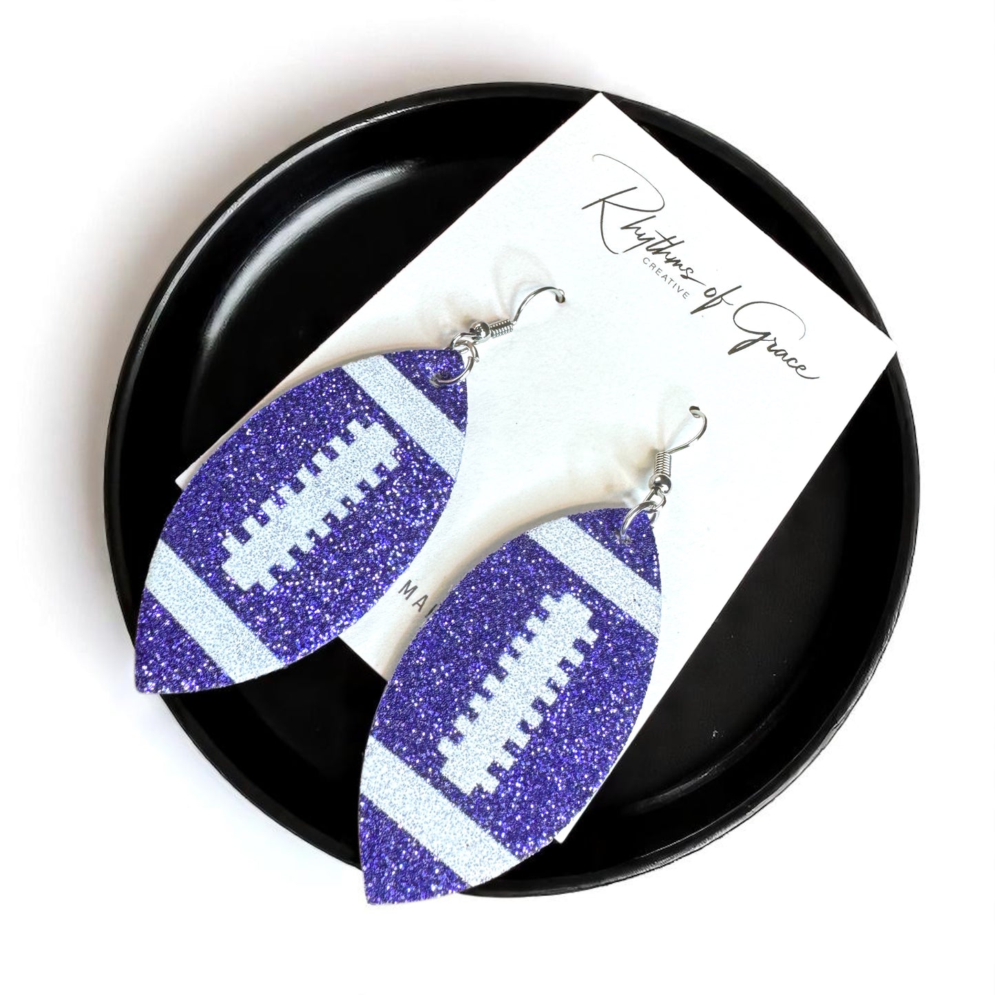 Score Big with Sparkle! Glitter Football Dangle Earrings 🏈