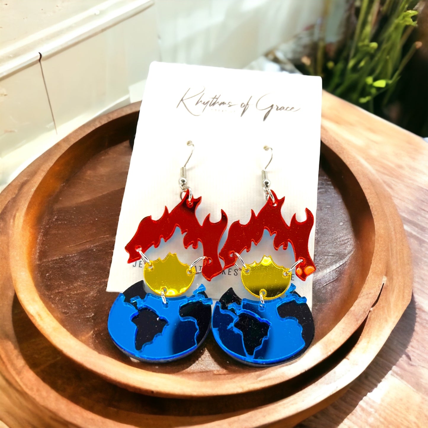 "Save Our Earth" Dangle Earrings - Fun Jewelry for Climate Control! - Rhythms of Grace Creative