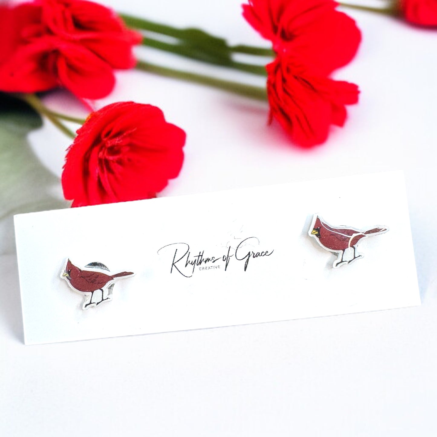 Whimsical Red Cardinal Stud Earrings: Adorable Nature-Inspired Charm!