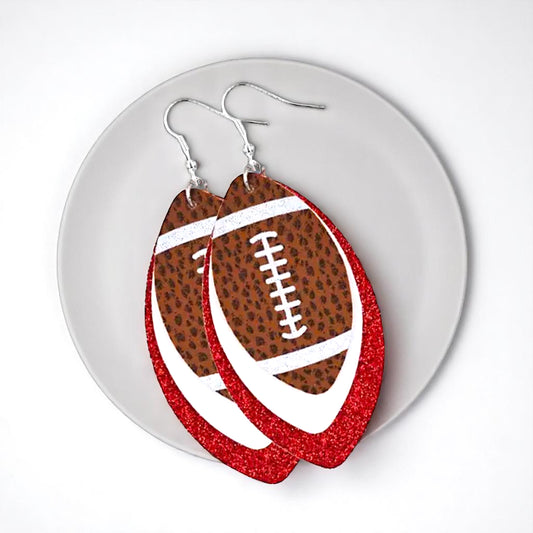 Game Day Glam: Red and White Football Earrings for the Ultimate Fan!
