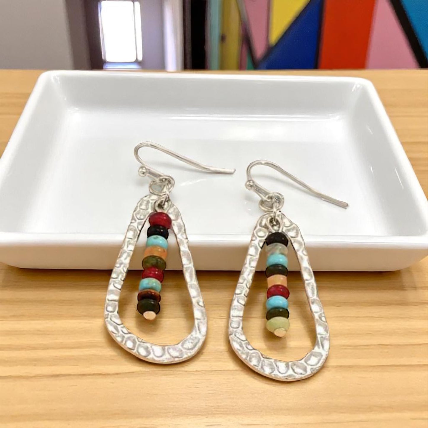 Vibrant Silver Boho Chic Dangle Earrings for Effortless Style