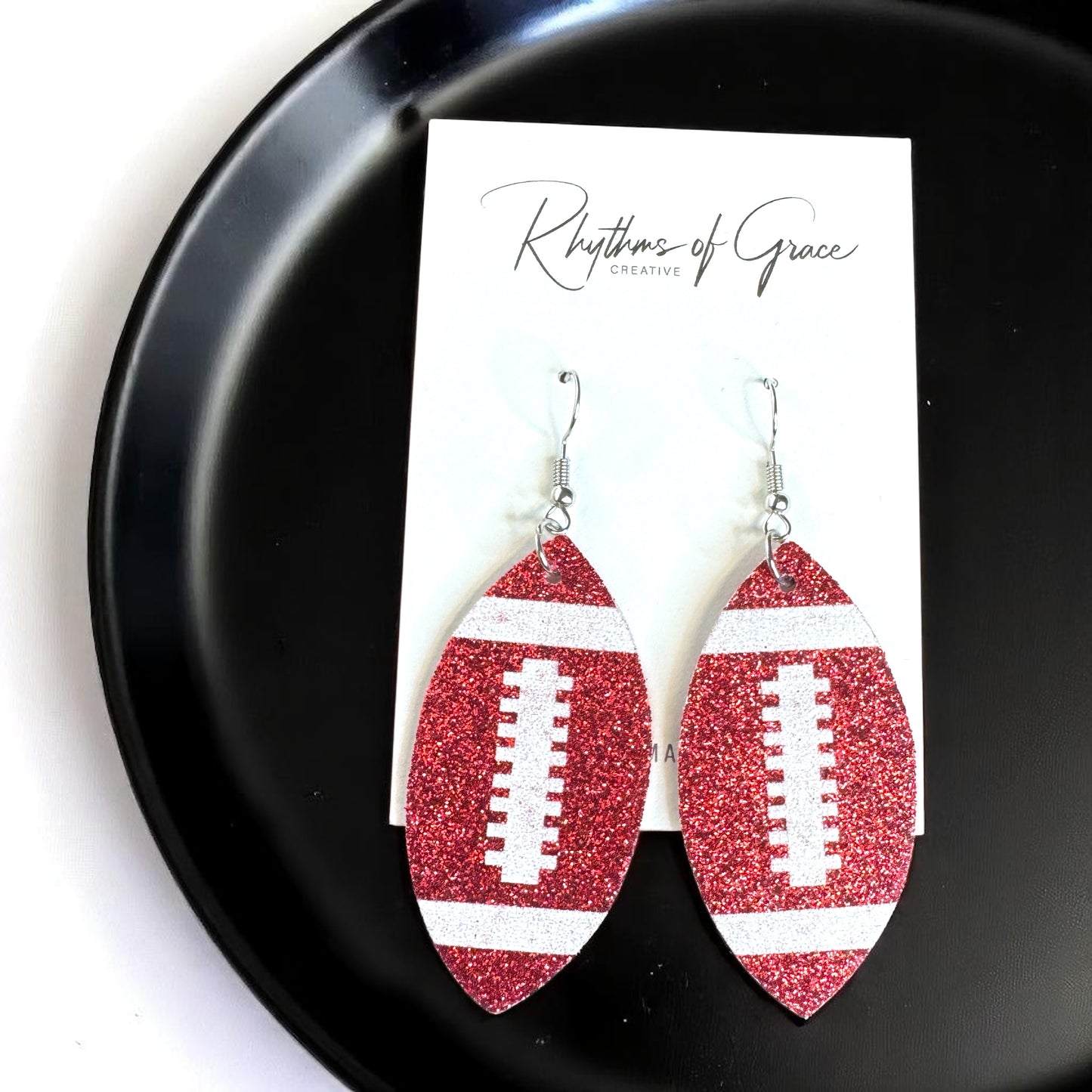 Score Big with Sparkle! Glitter Football Dangle Earrings 🏈