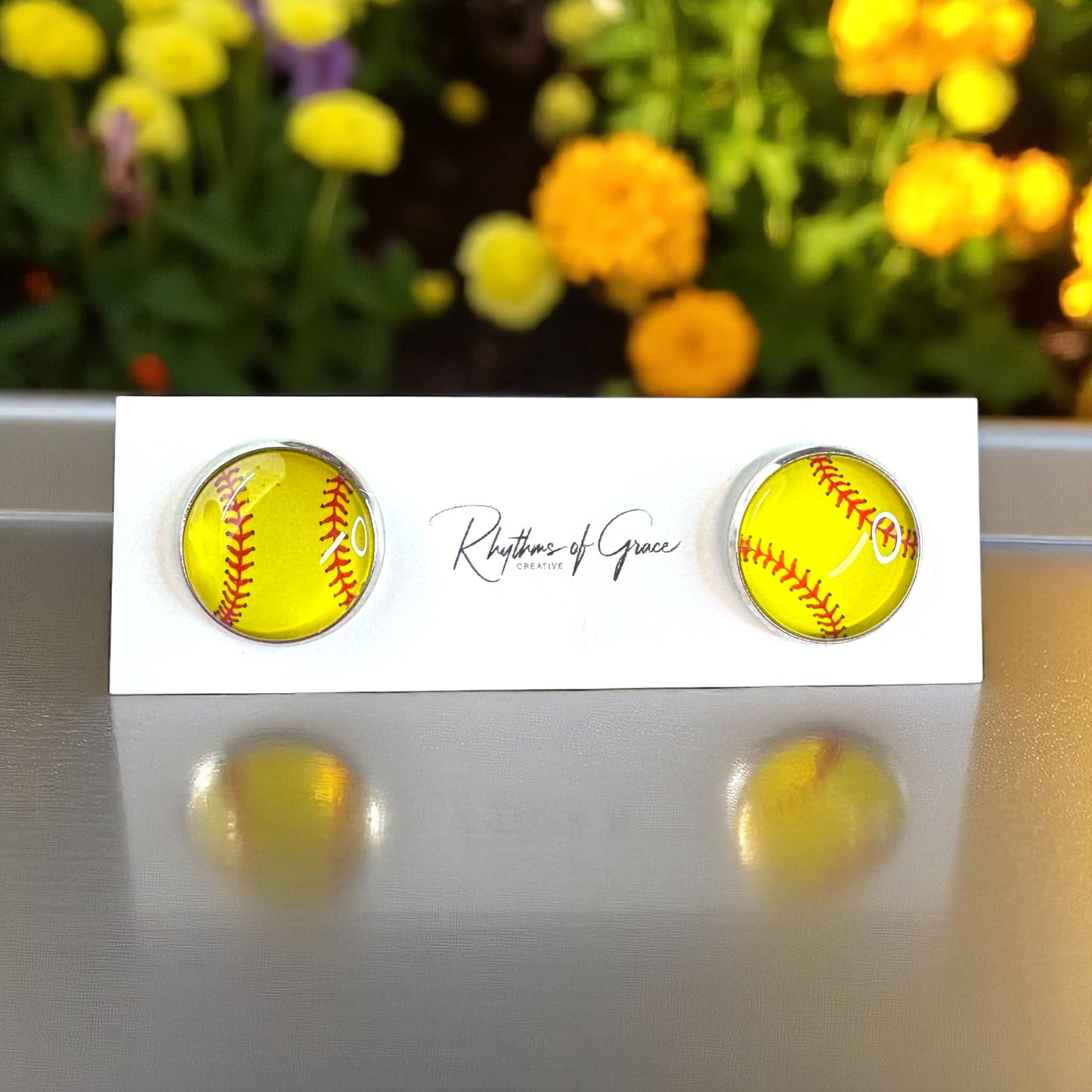 Hit a Style Home Run with Softball Cabochon Stud Earrings! 🥎