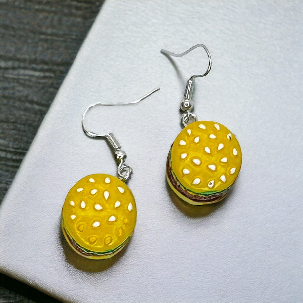 Yummy Hamburger Earrings - Quirky Fast Food Fun for Foodies!