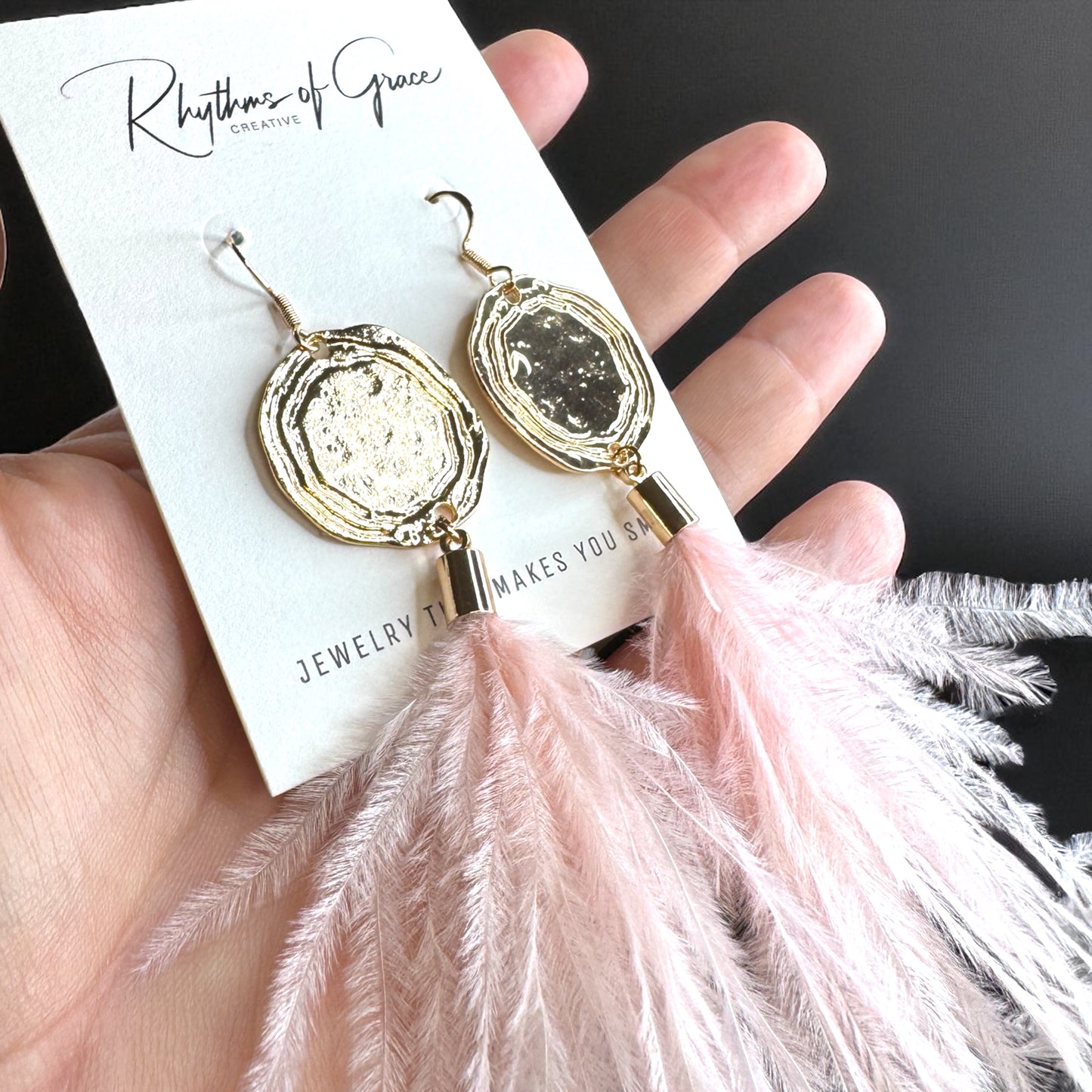 Boho Glam Vibes: Pink Feather & Gold Charm Dangle Earrings – Lightweight, Bold & Beautiful!