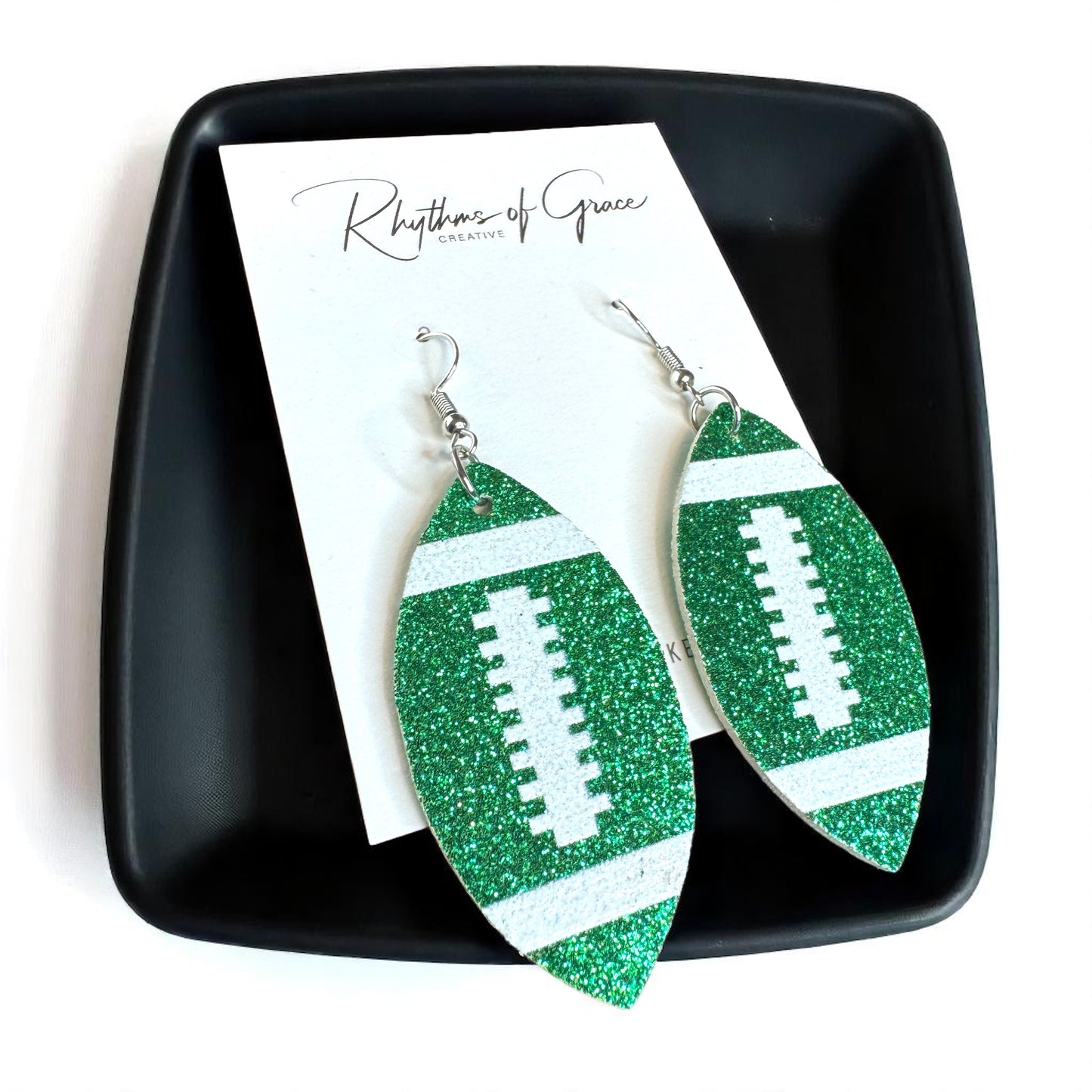 Score Big with Sparkle! Glitter Football Dangle Earrings 🏈