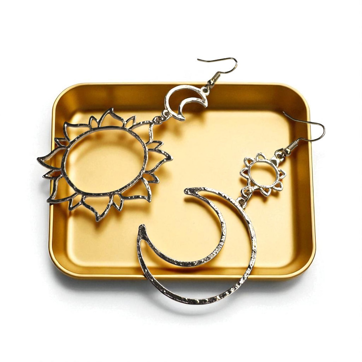 Celestial Magic - Mismatched Sun & Moon Dangle Earrings