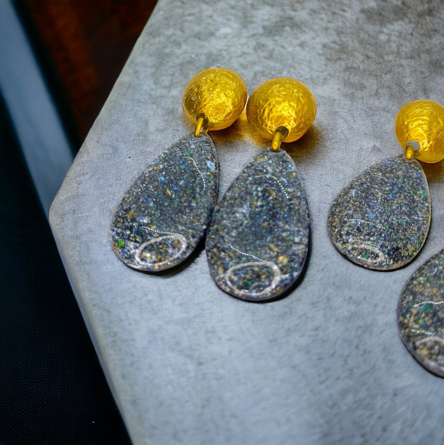 Boldly Beautiful: Dazzling Blue & Gold Oversized Earrings!🌟💙