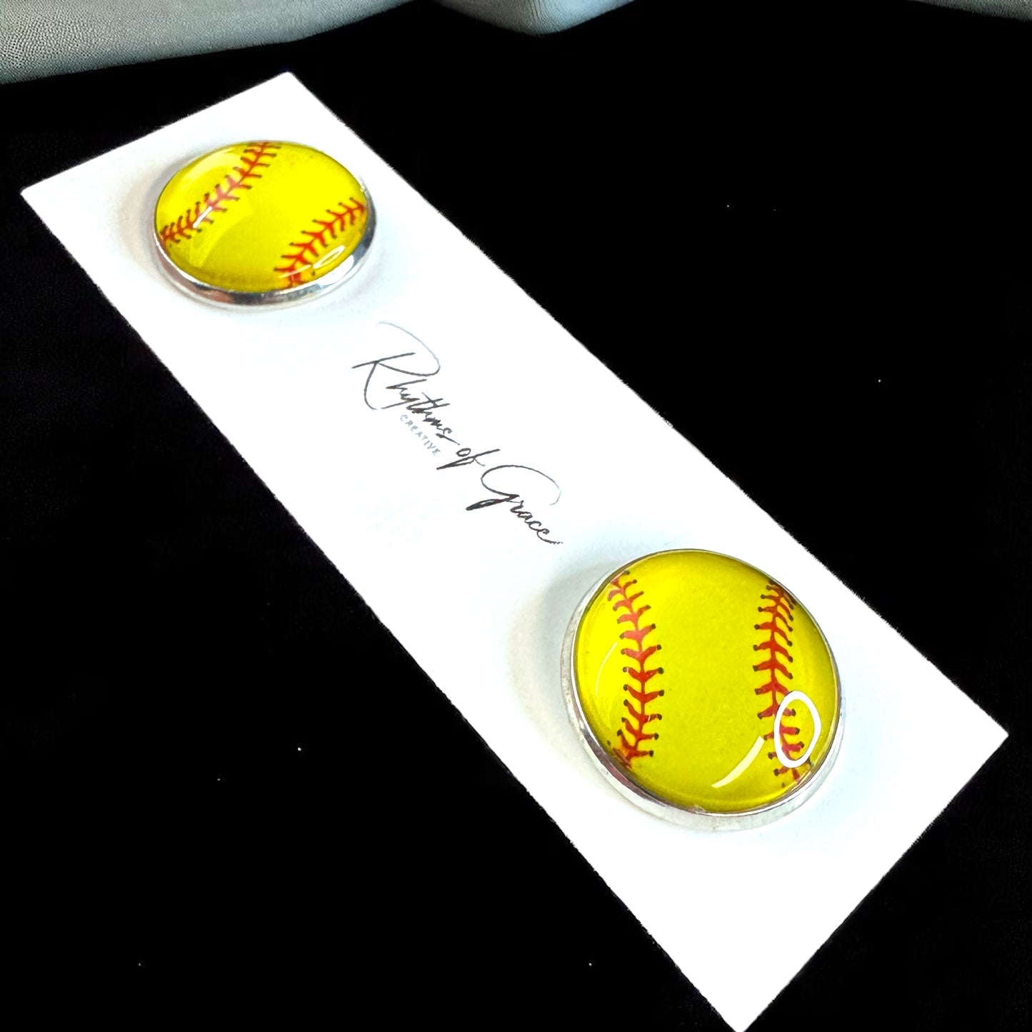 Hit a Style Home Run with Softball Cabochon Stud Earrings! 🥎