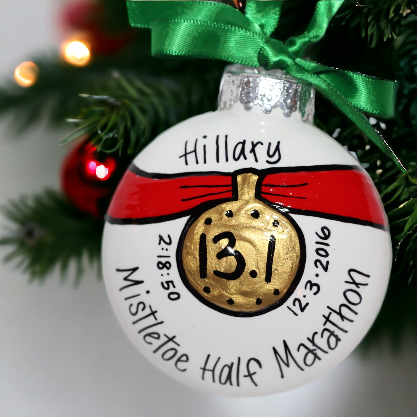 Custom Race Ornament - Marathon Ornament, Triathlon Ornament, Christmas Ornament, Holiday Ornament, Runner Ornament, Running Club, 5K, Race - Rhythms of Grace Creative