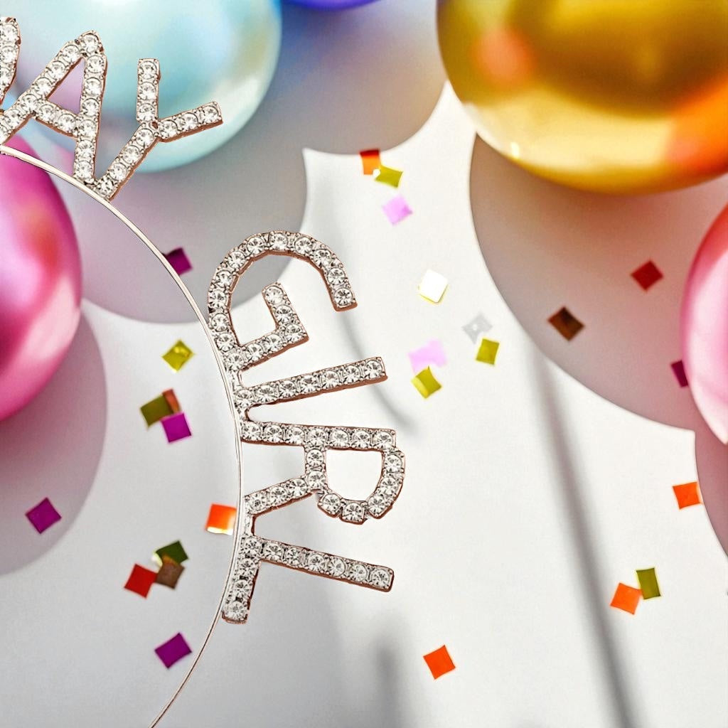 Birthday Headband - Rhinestone Headband, Rhinestone Headpiece, Birthday Headpiece, Birthday Party, It’s My Birthday - Rhythms of Grace Creative