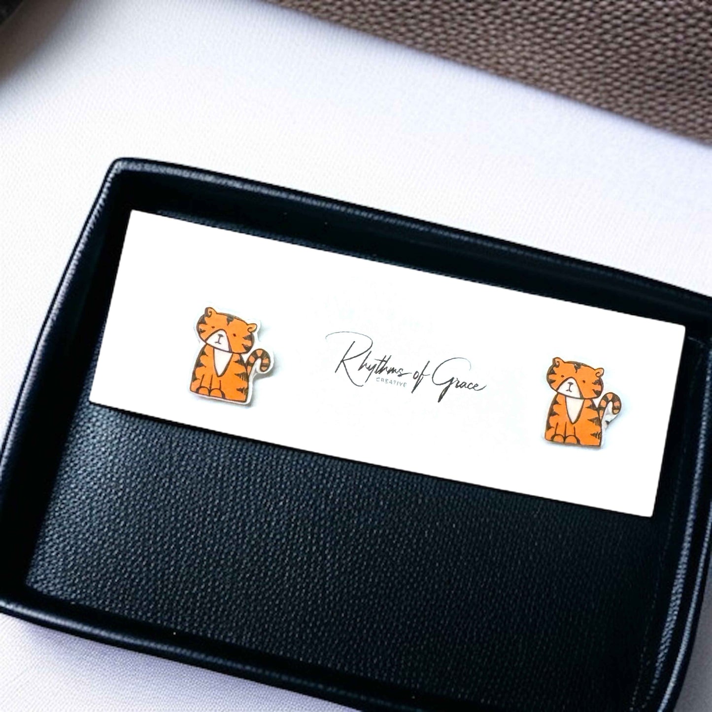 Tiger-tastic Studs: Cartoon Tiger Earrings for a Wildly Fun Look!