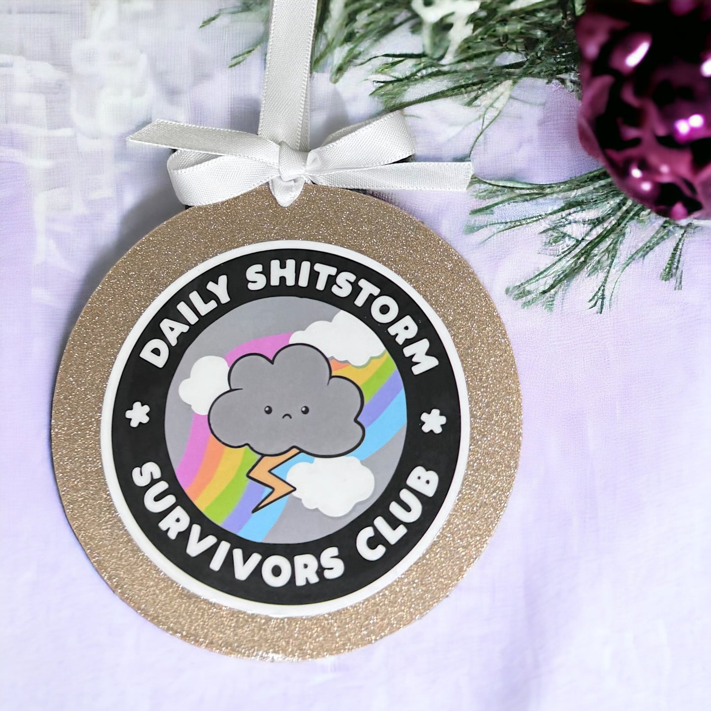 Join the Fun: Daily Shitstorm Survivors Club 2024 Christmas Ornament!