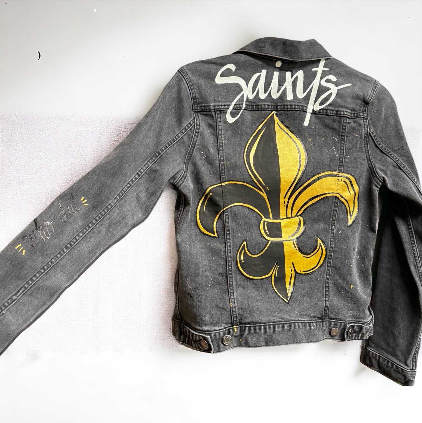 Get Ready to Stand Out! Hand-Painted "Saints" Jean Jacket - NOLA Pride! ⚜️