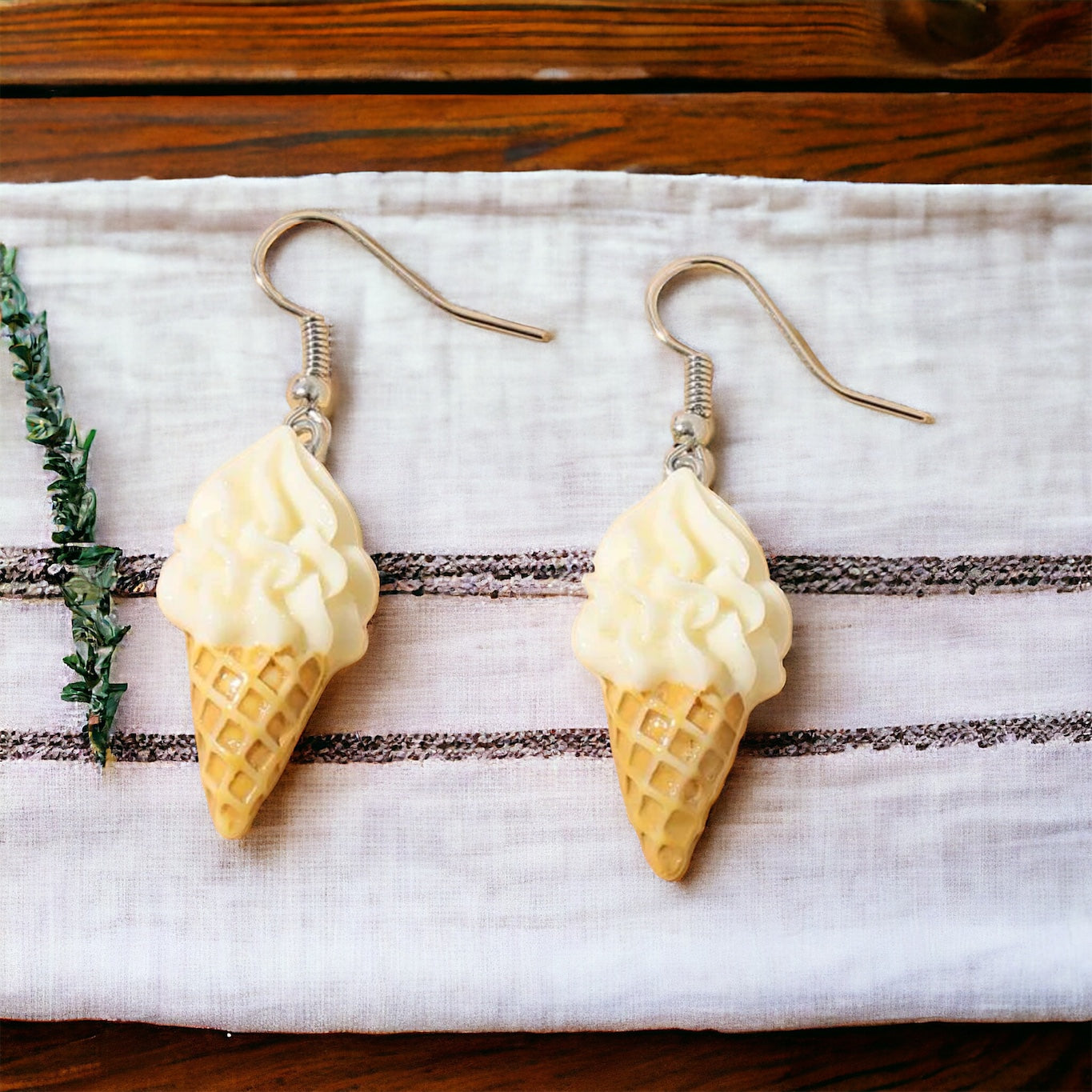 Ice Cream Earrings - Ice Cream Cone, Birthday Earrings, Handmade Jewelry, Ice Cream Jewelry, Food Earrings