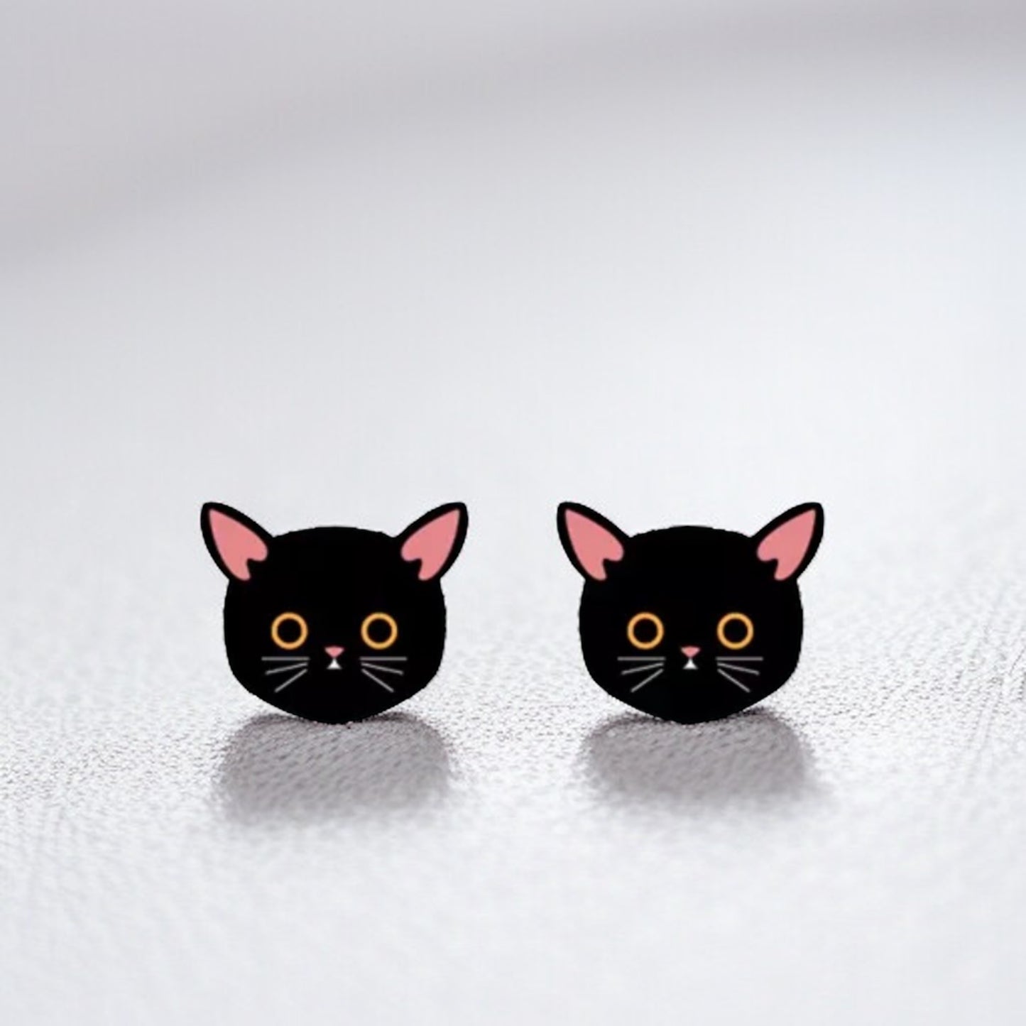 Charming Cartoon Black Cat Stud Earrings - Purr-fect Petite Whimsy!