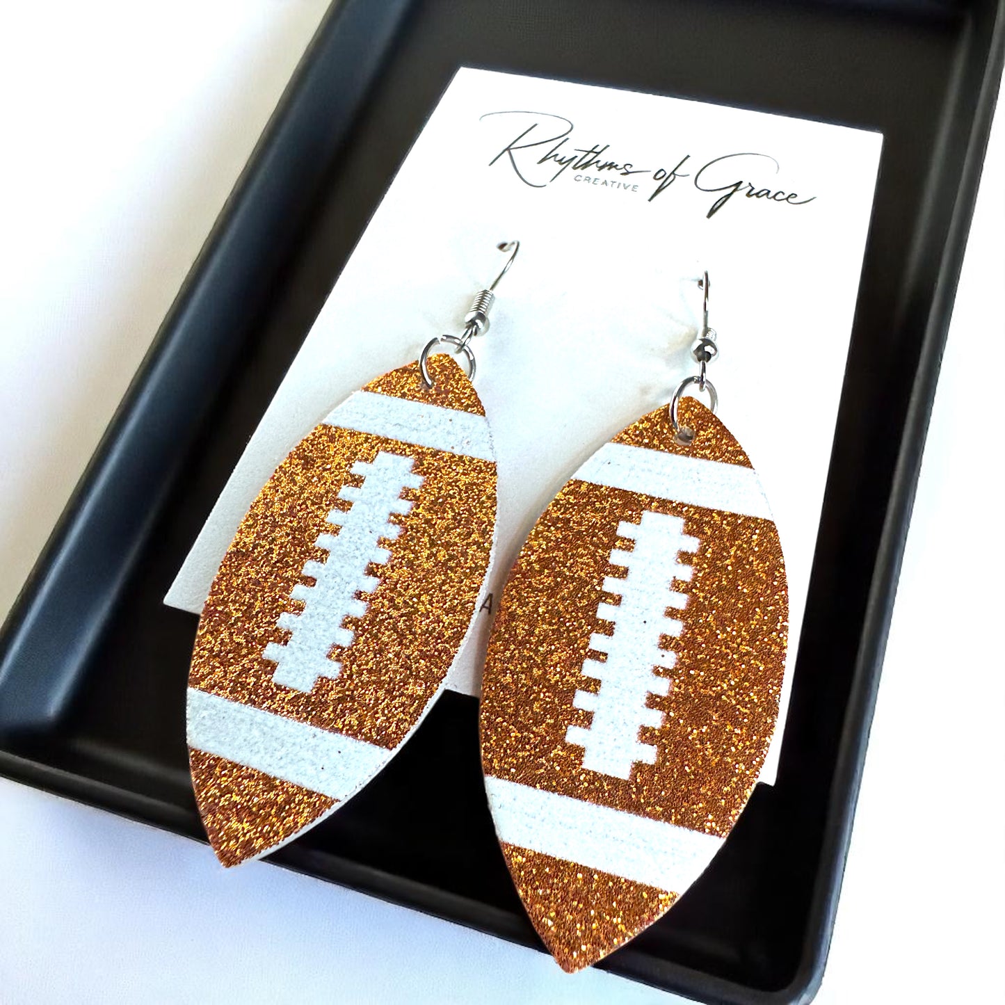 Score Big with Sparkle! Glitter Football Dangle Earrings 🏈