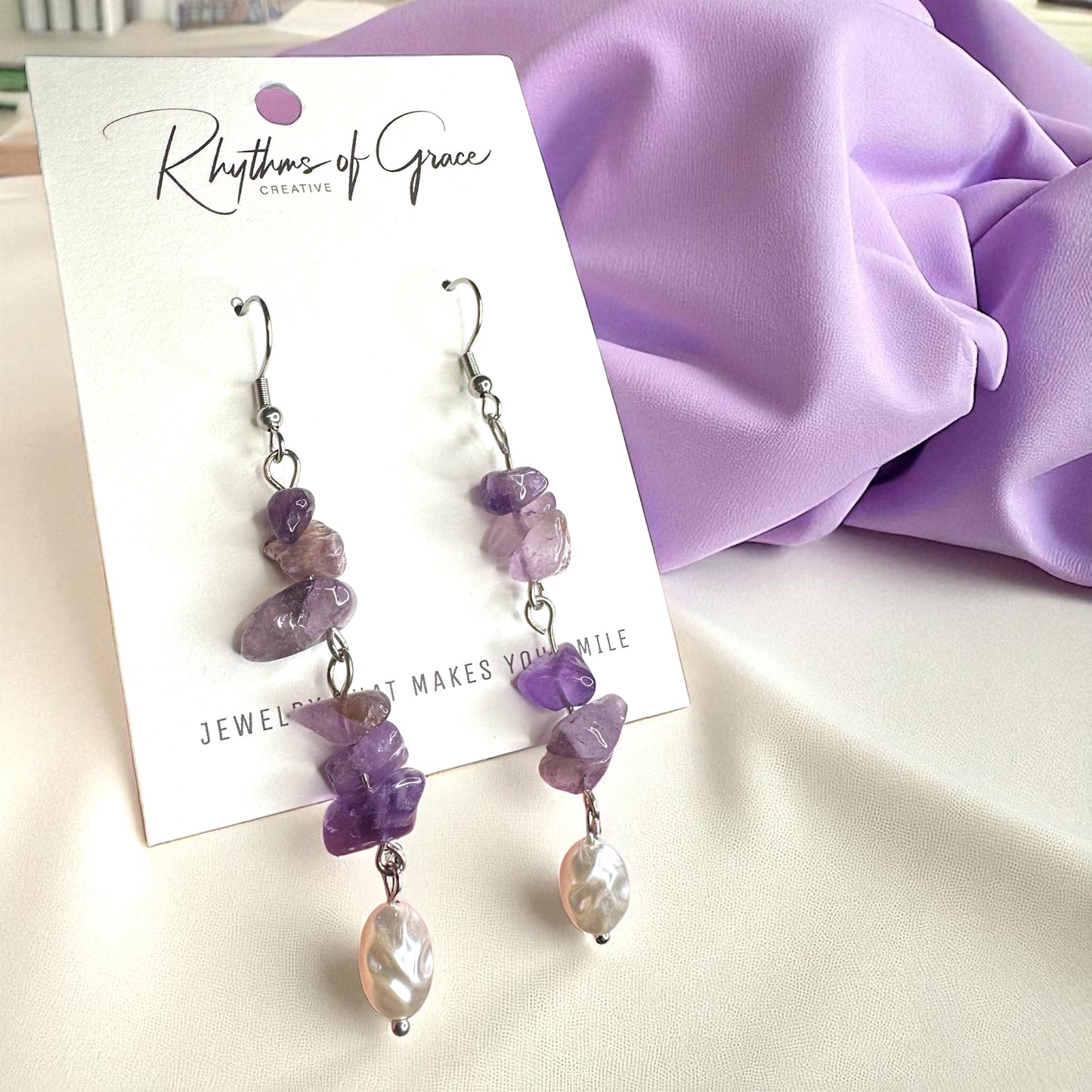 Boho Chic Purple Beaded Dangle Earrings – Lightweight Elegance!