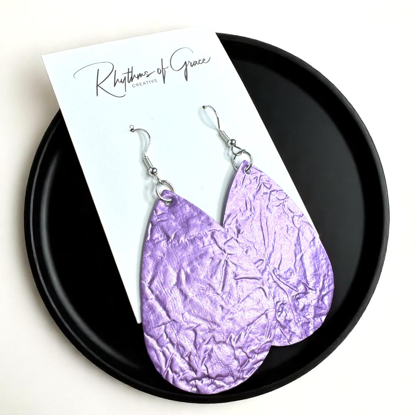 Shimmer & Shine: Metallic Purple Teardrop Earrings