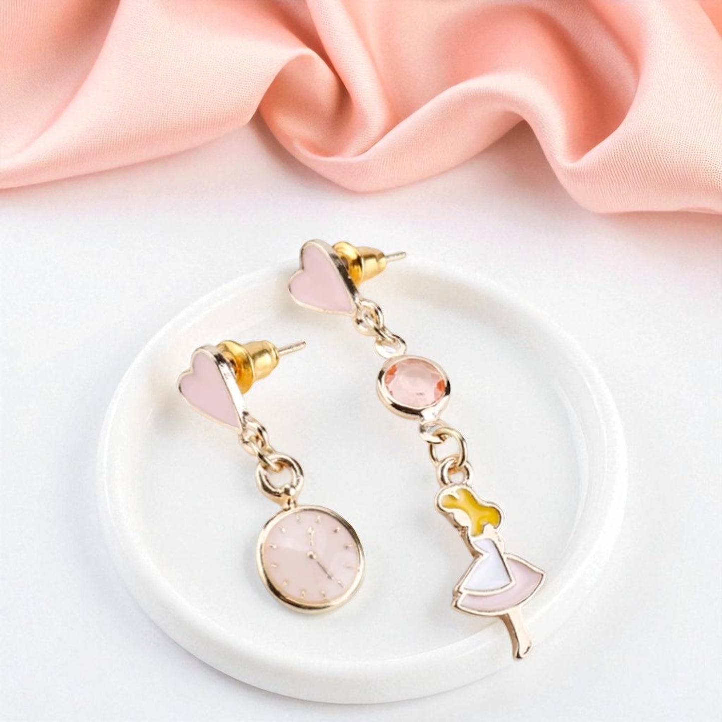 Whimsical Wonderland: Alice in Wonderland Mismatched Earrings ⏰
