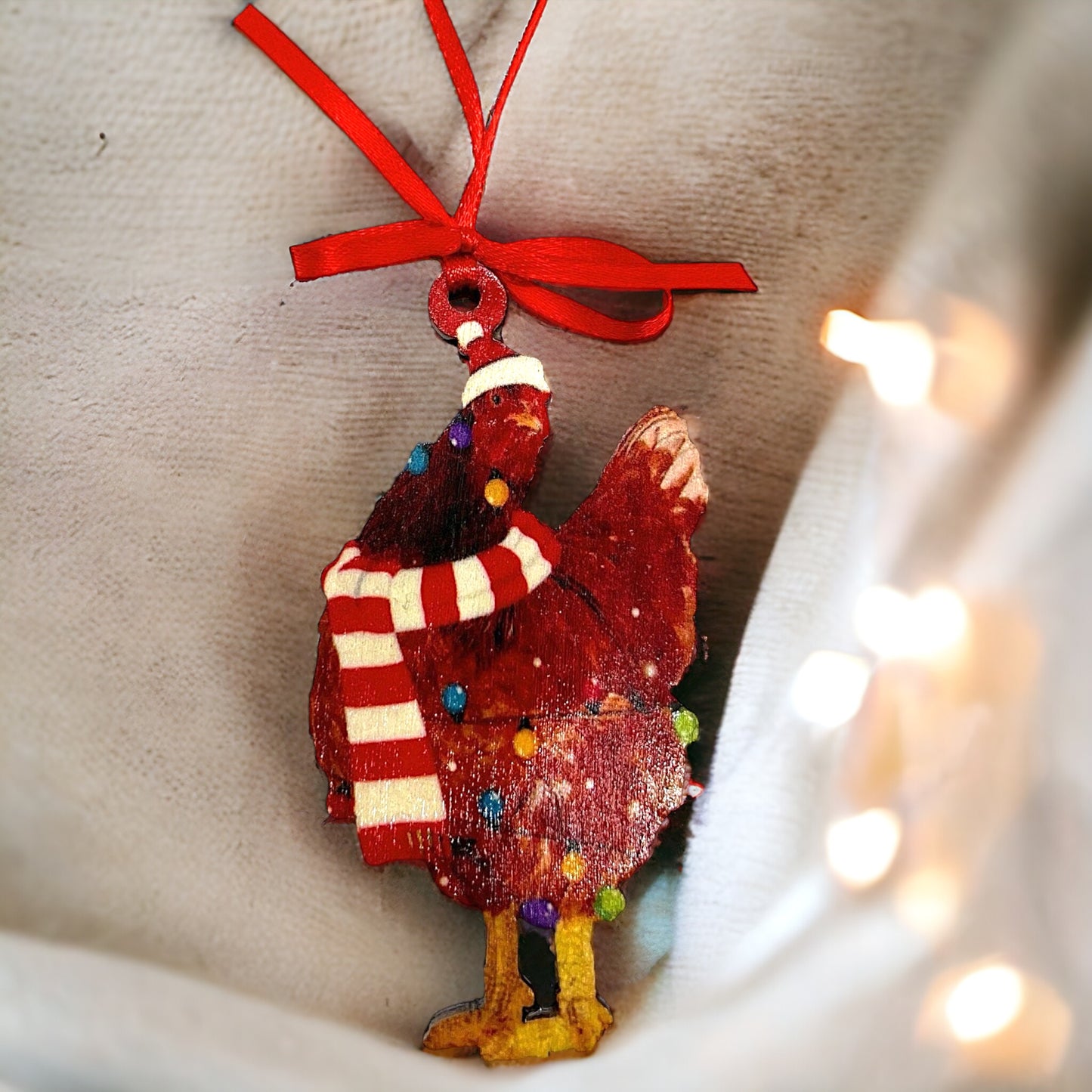 Cluckin' Cute 2024 Red Rooster Christmas Ornament - Personalize Your Holiday Cheer! - Rhythms of Grace Creative