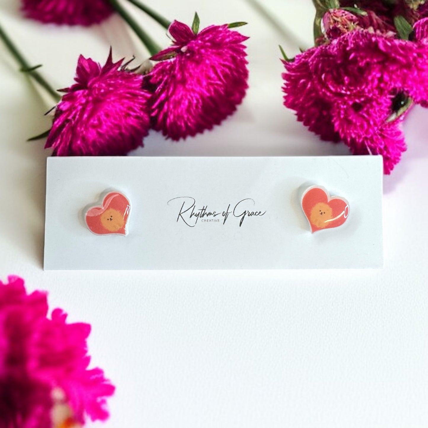 Paws & Hearts: Pomeranian Love Stud Earrings