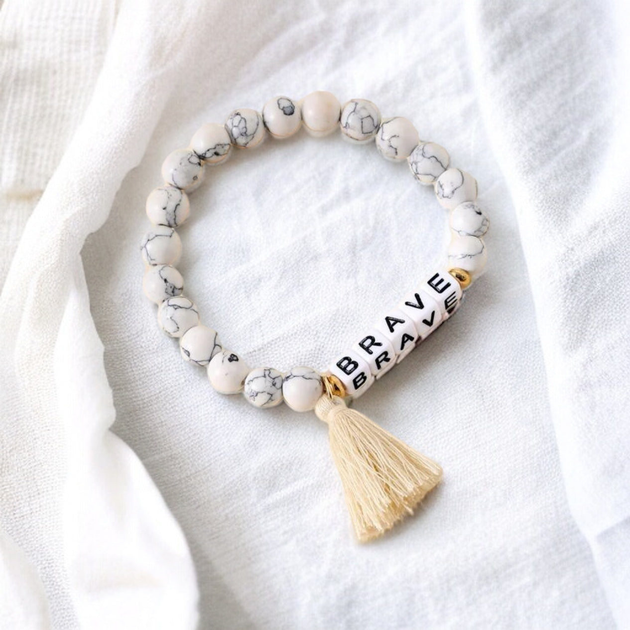 "Wear Your Brave" – Stone Beaded Bracelet for Everyday Courage