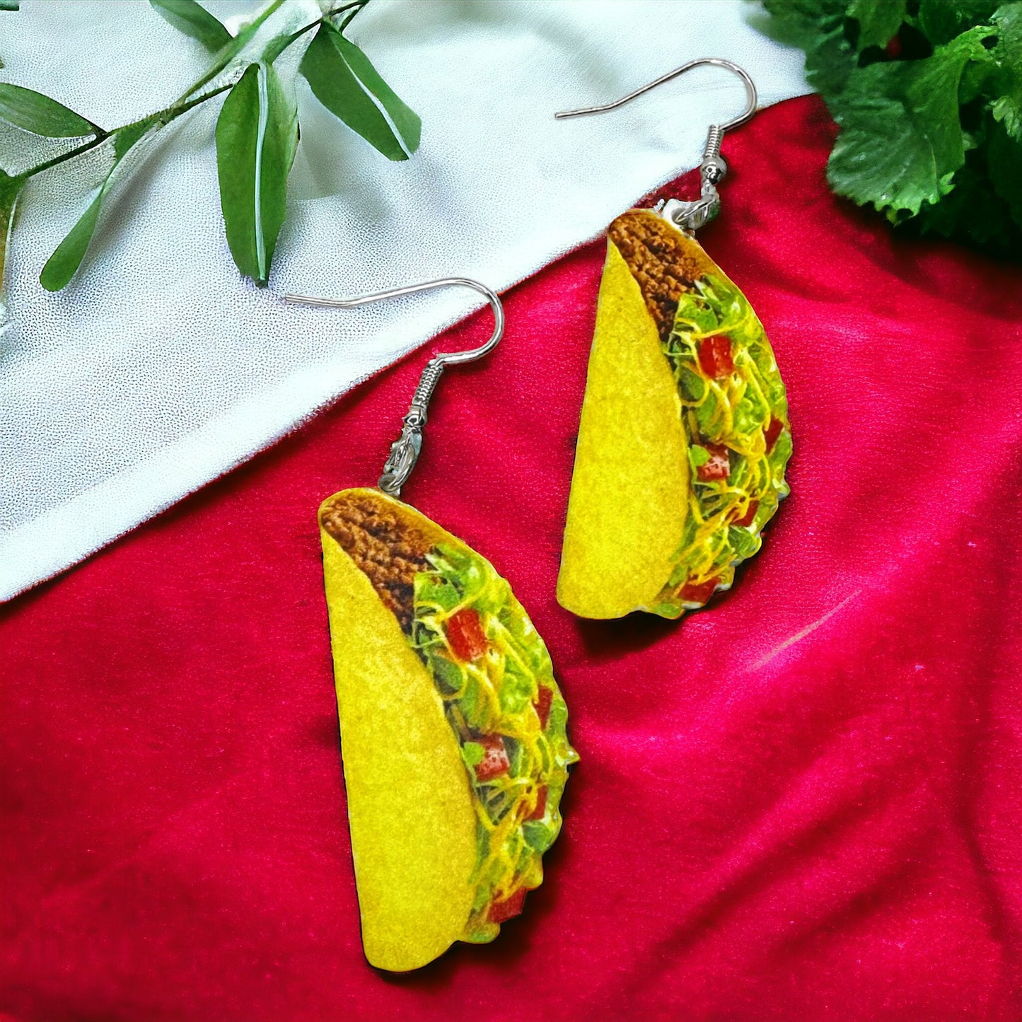 Taco Earrings - Taco Tuesday, Cinco de Mayo, Taco Jewelry, Dia de los Muertos, Mexican Food