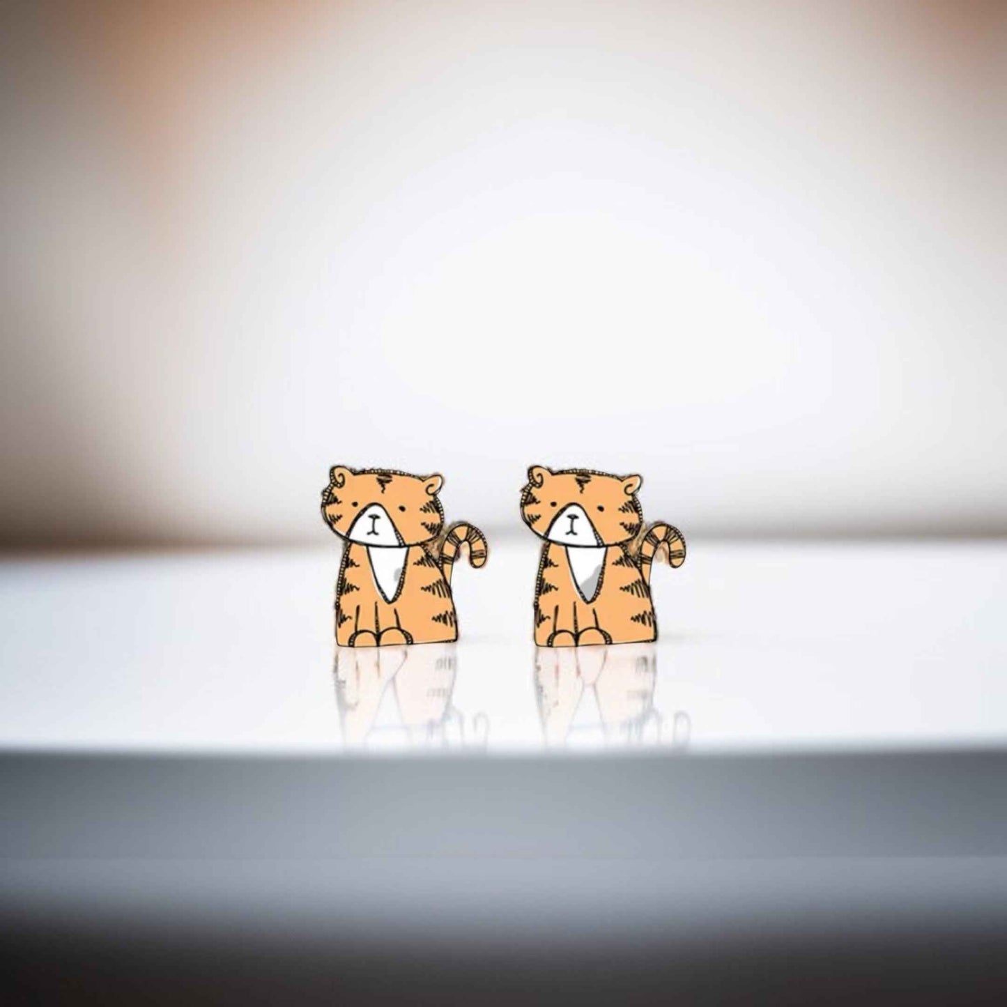 Tiger-tastic Studs: Cartoon Tiger Earrings for a Wildly Fun Look!