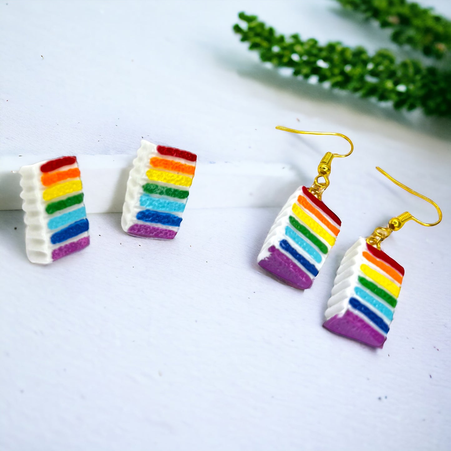 Doberge Cale Earrings - Doberge Earrings, Birthday Earrings, Handmade Jewelry, Rainbow Earrings, Food Earrings, Cake Earrings, Rainbow Accessories, Rainbow Doberge
