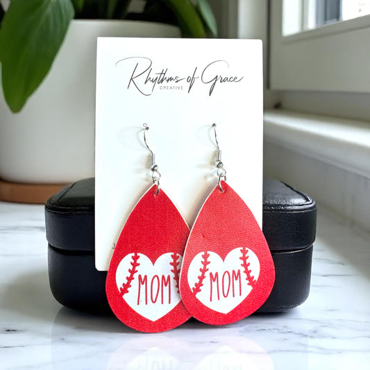 Step Up to the Plate in Style - Red Baseball Dangle Earrings! ⚾