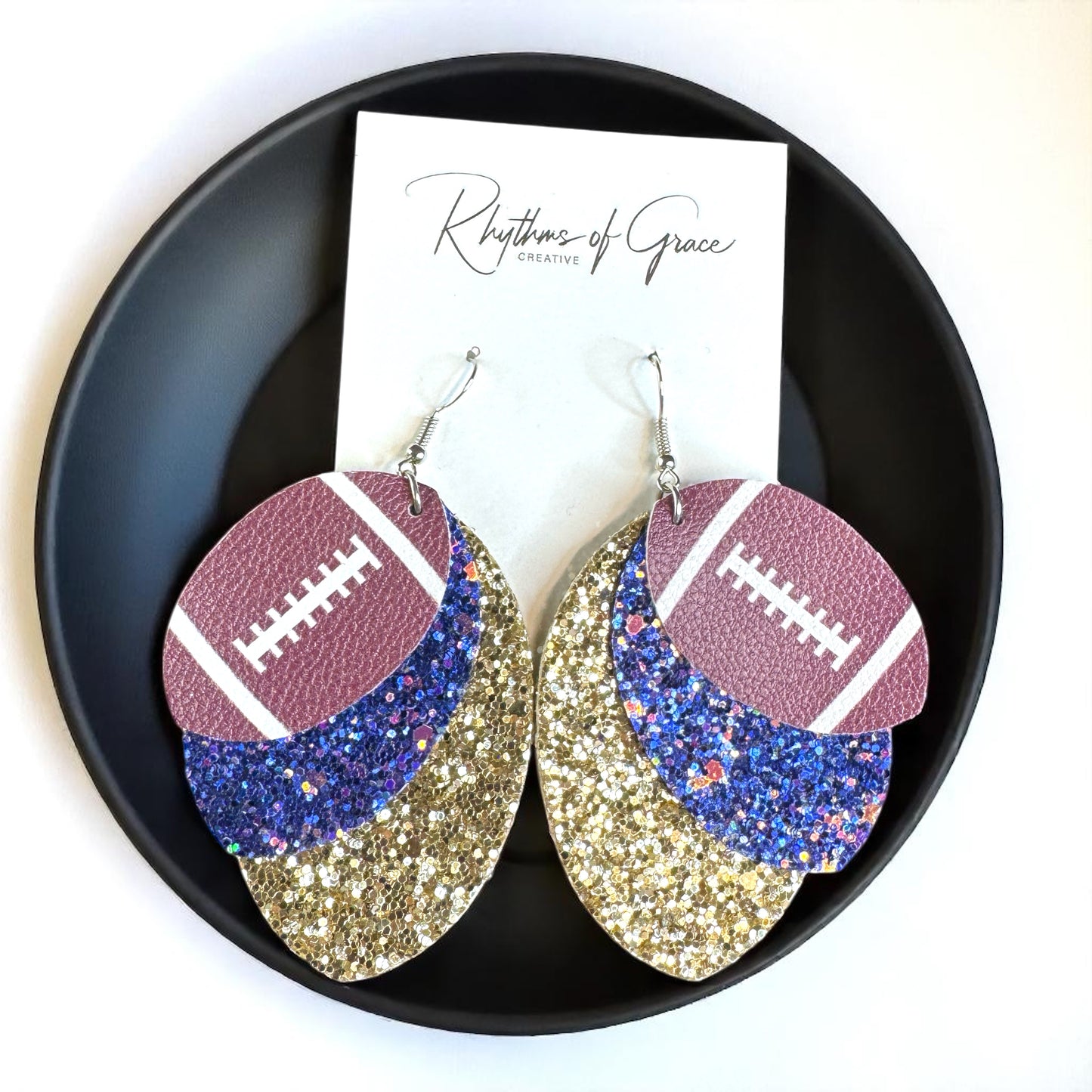 Score Big with Blue and Gold Football Earrings!