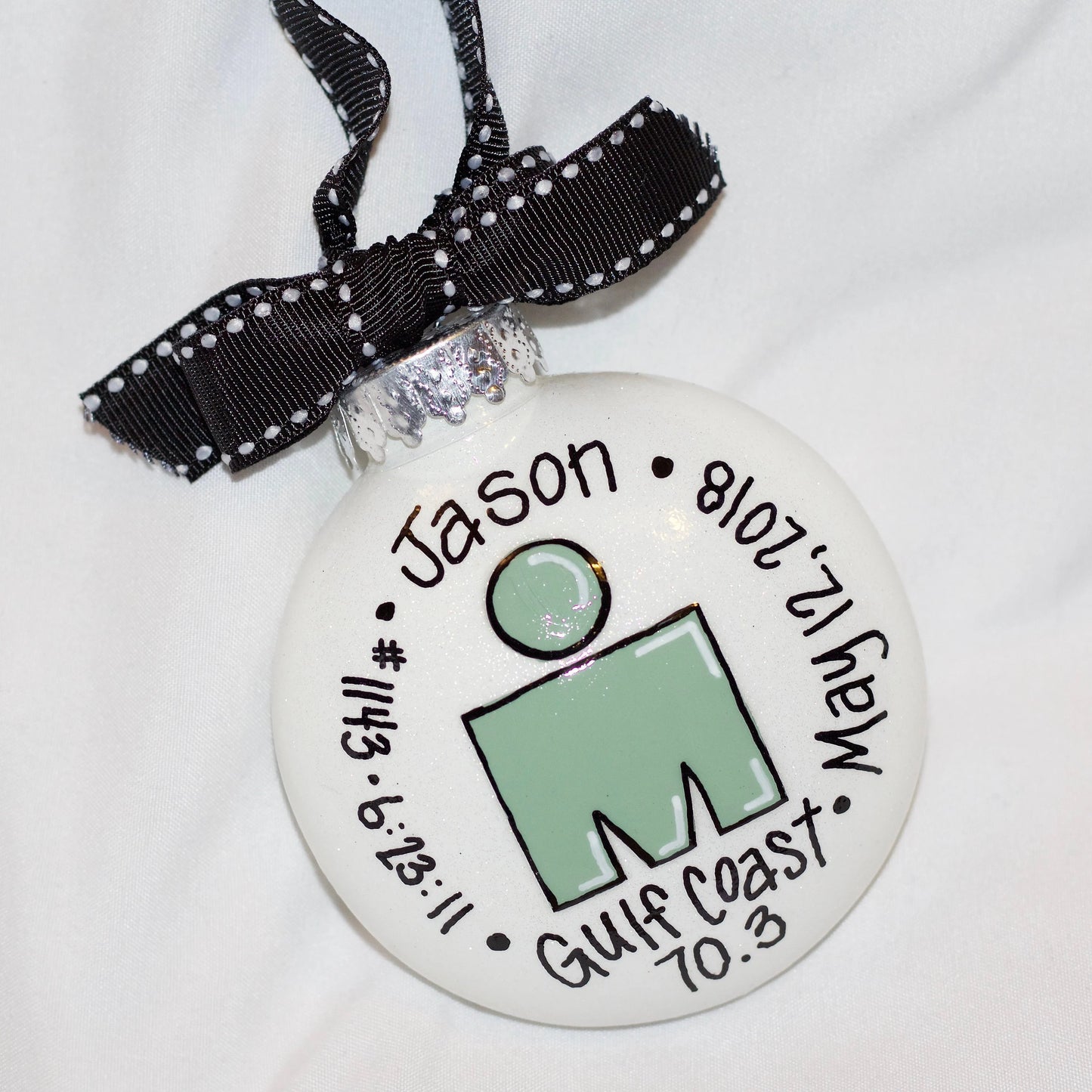 Custom Hand-Painted Triathlon Ornament - Personalized Runner Holiday Decoration