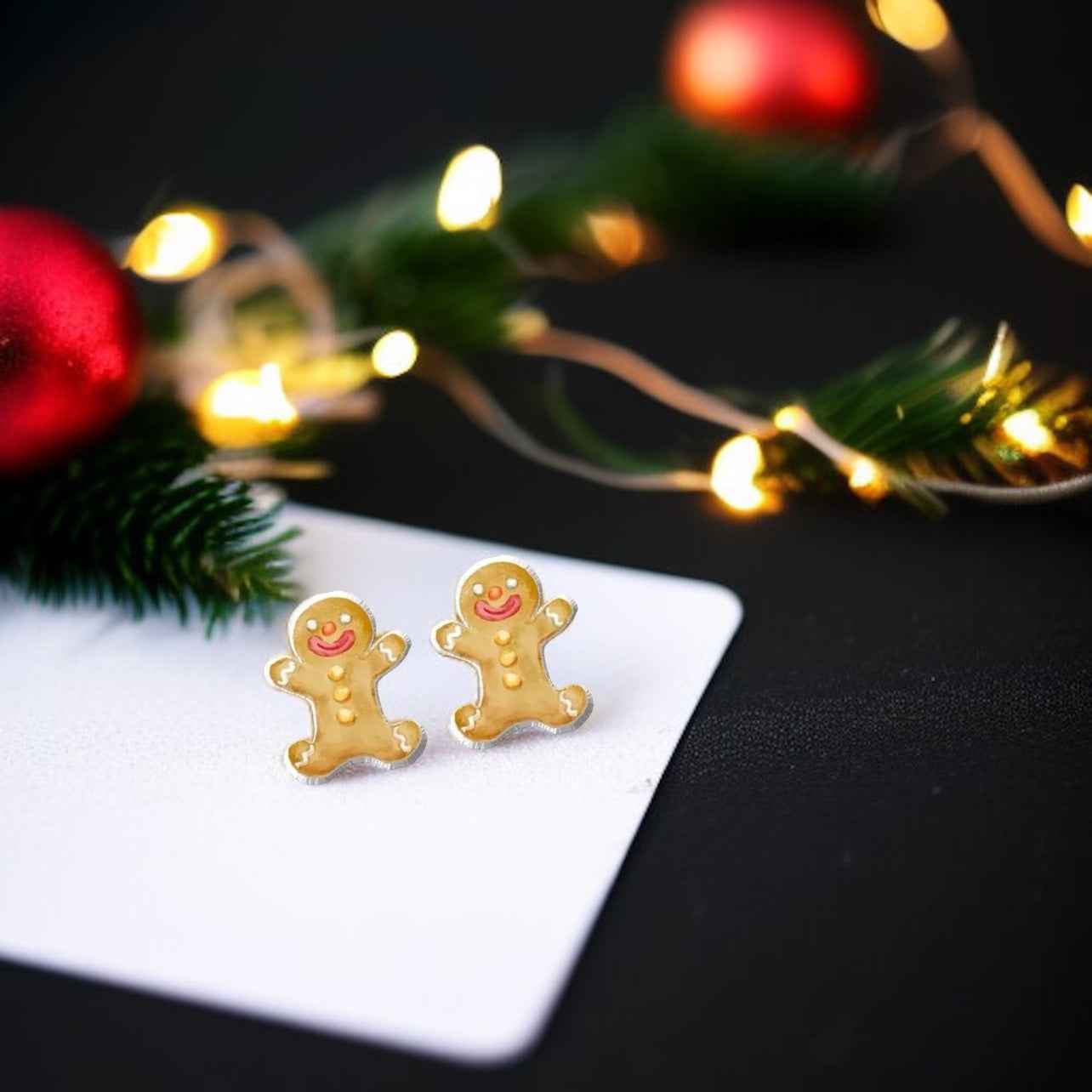 Gingerbread Man Studs - A Sweet Splash of Holiday Cheer! 🎄