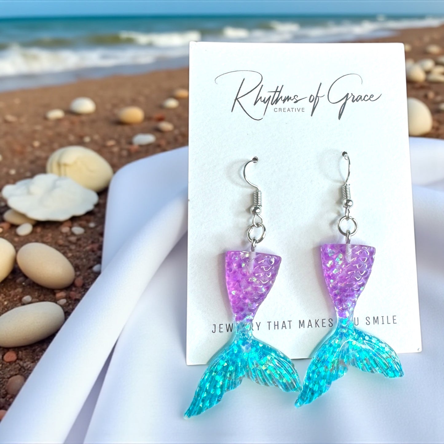 Mermaid Tail Magic – Glittery Earrings in 3 Splashy Colors! ✨