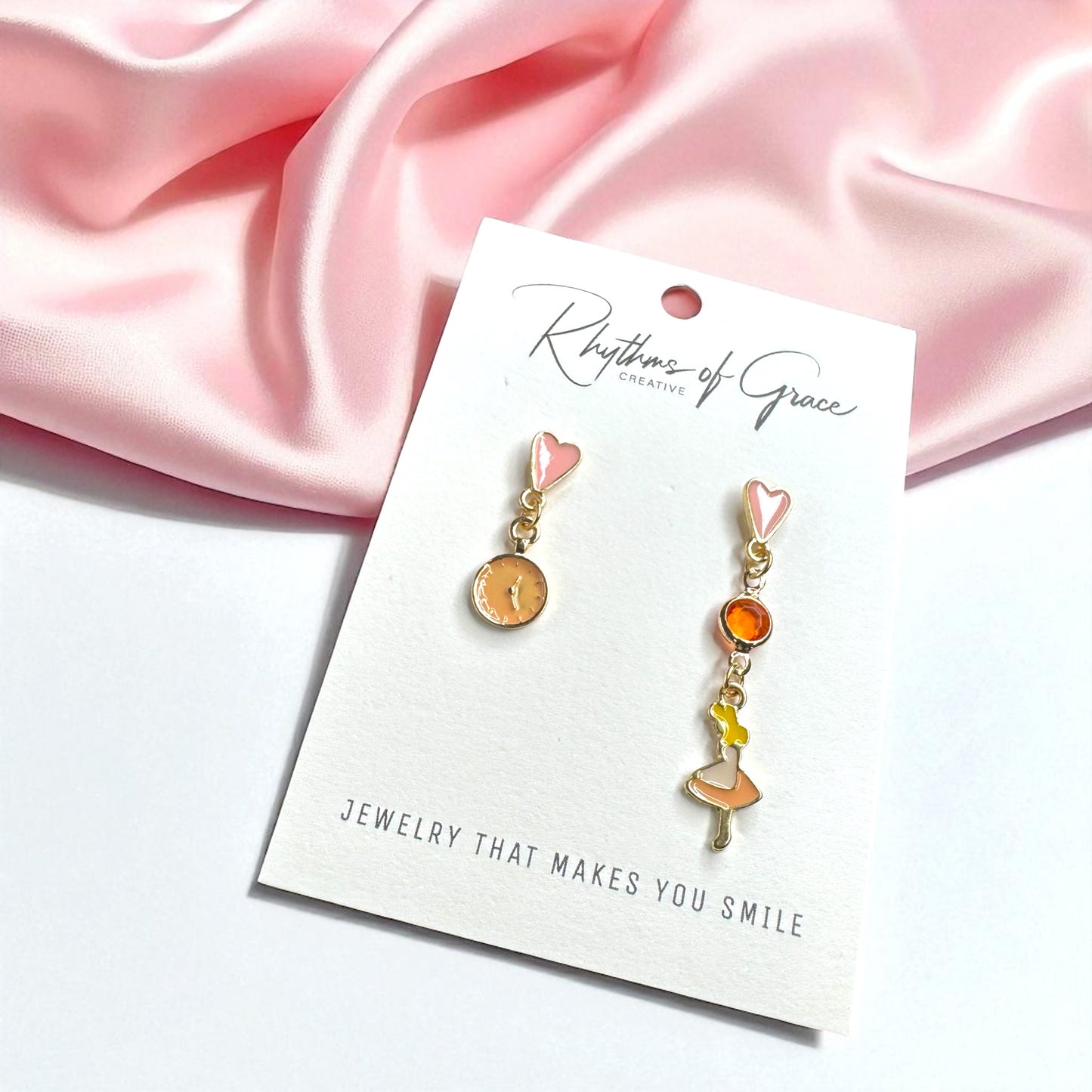 Whimsical Wonderland: Alice in Wonderland Mismatched Earrings ⏰