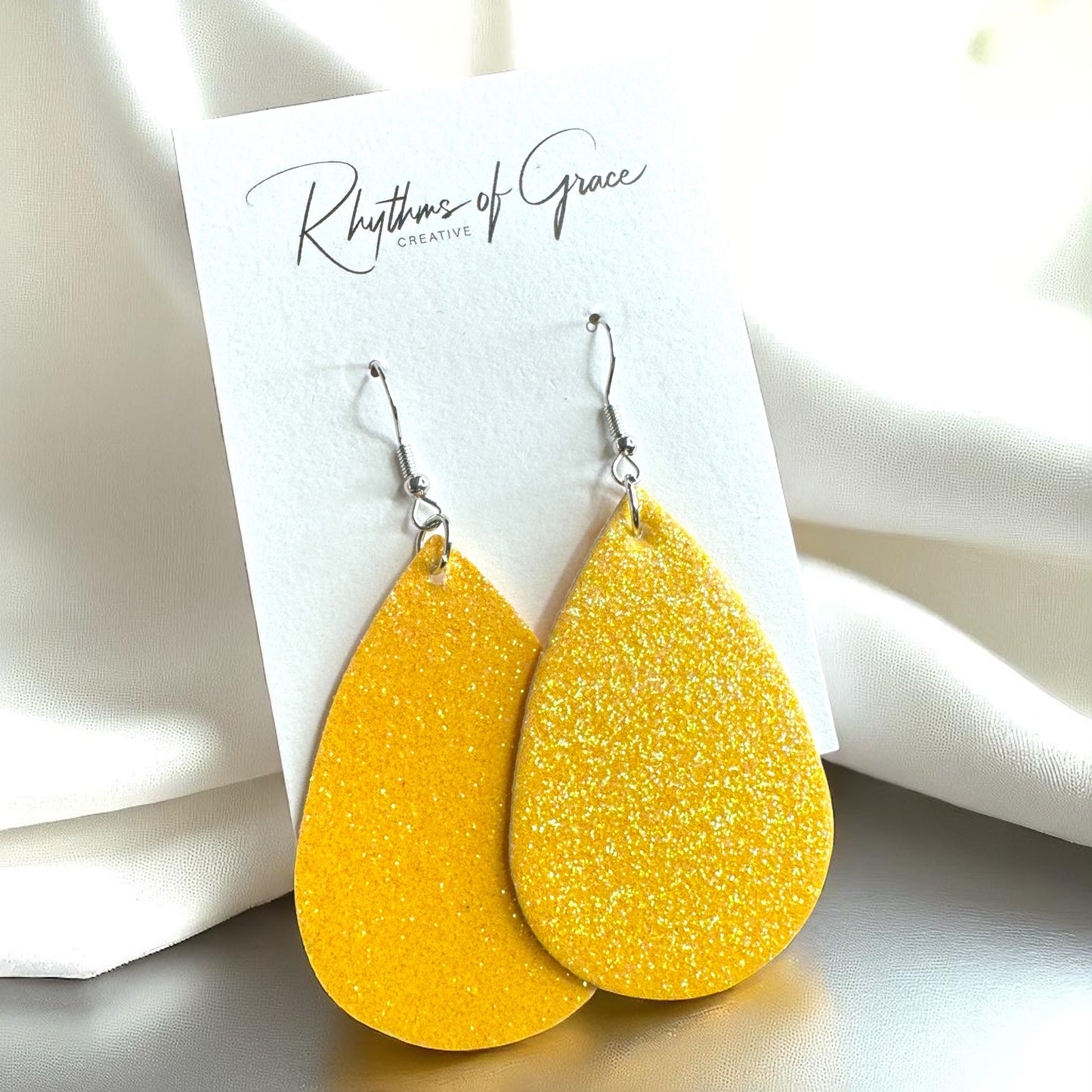 Sparkle & Shine: Glitter Teardrop Dangle Earrings ✨ - Rhythms of Grace Creative