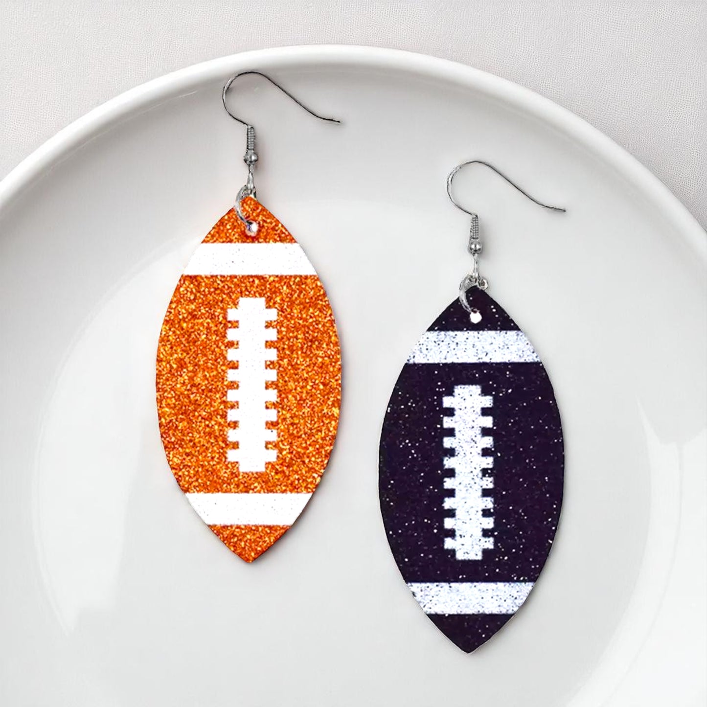 Score Big with Sparkle! Glitter Football Dangle Earrings 🏈