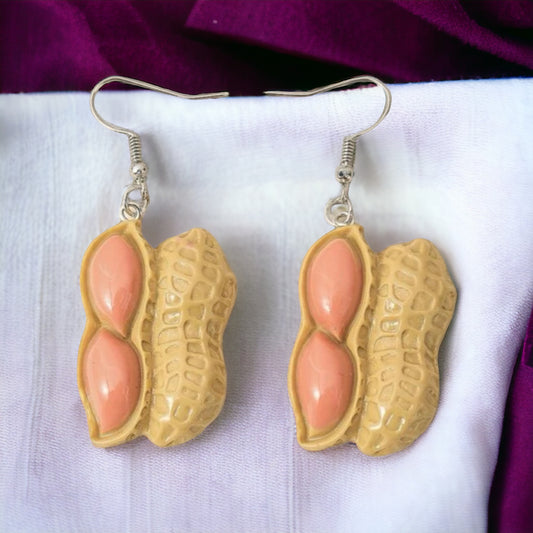 Peanut Earrings - Peanuts, Food Earrings, Peanut Jewelry, Handmade Earrings, Nut Earrings