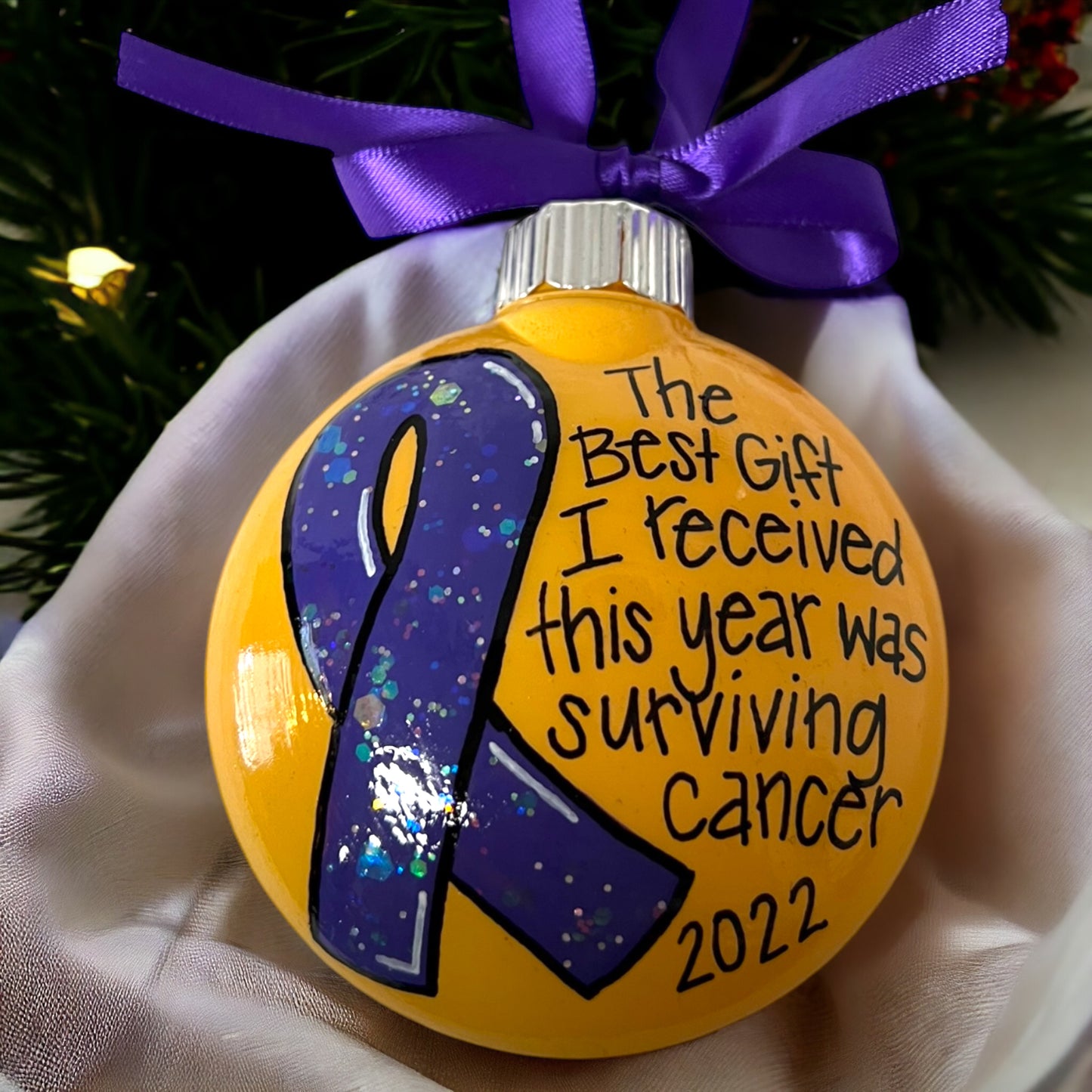 Christmas Ornament: "The Best Gift I Received This Year Was Surviving Breast Cancer"