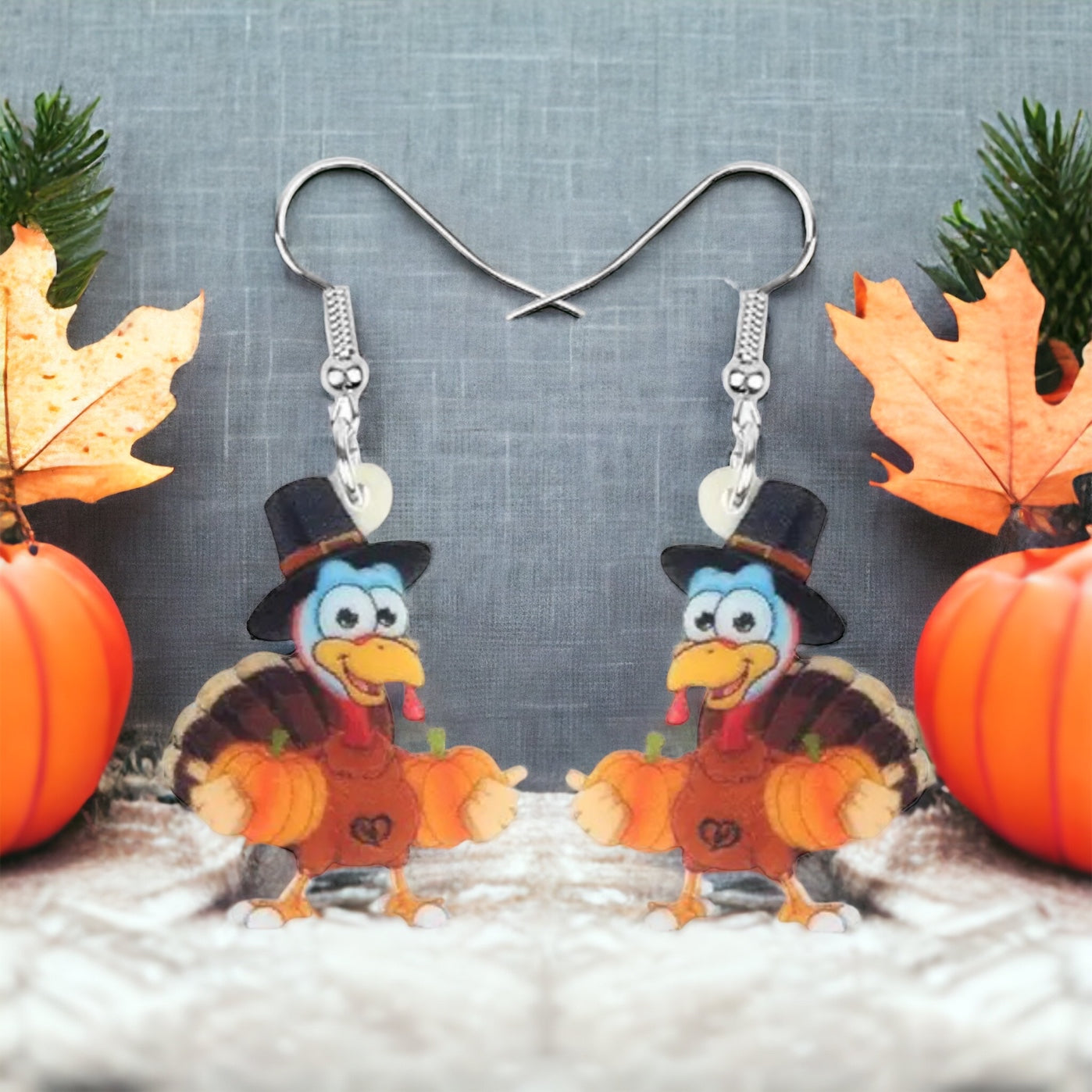 Turkey Earrings - Thanksgiving Earrings, Thanksgiving Accessories, Turkey Trot, Thanksgiving Turkey Earrings - Rhythms of Grace Creative