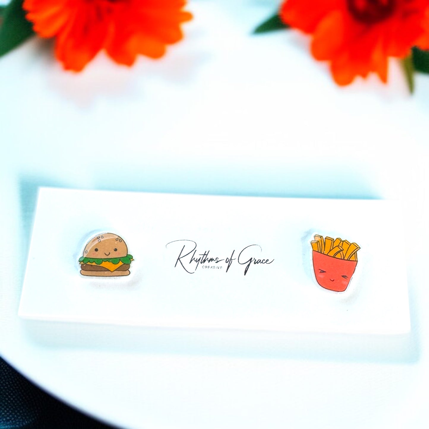 Tasteful Delight: Burger & Fries Stud Earrings 🍔🍟