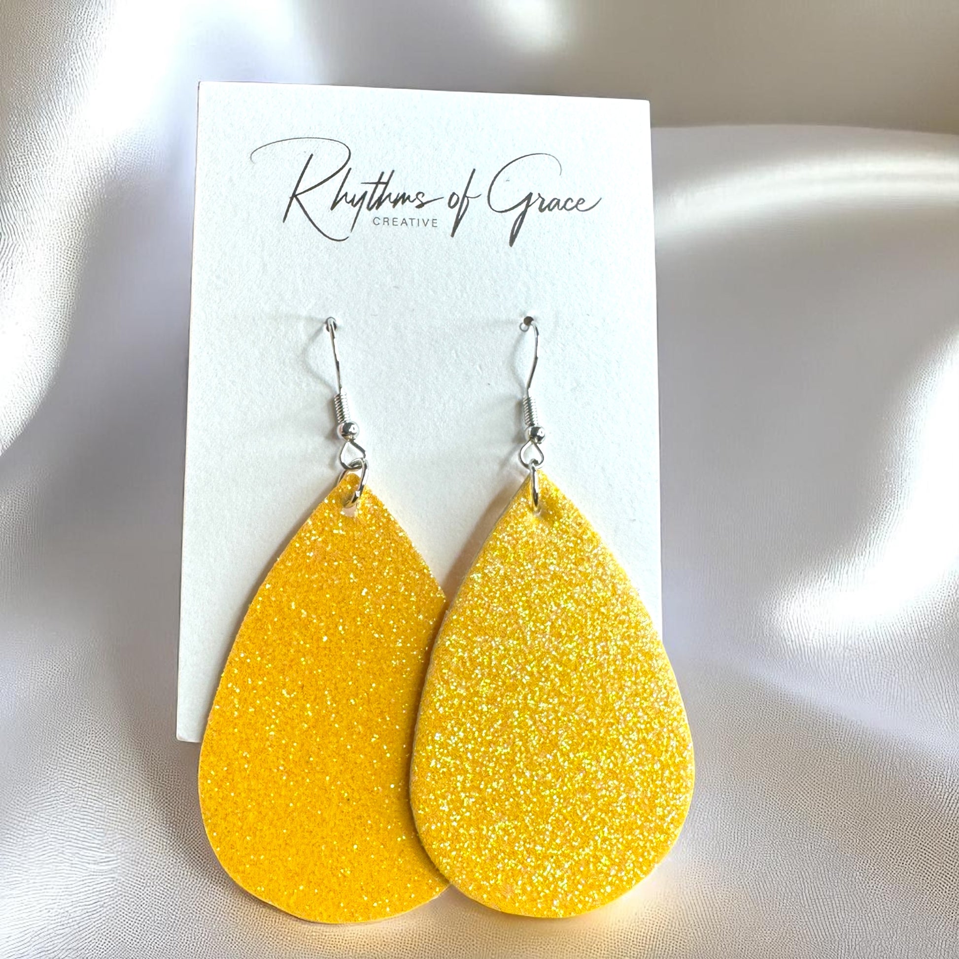 Sparkle & Shine: Glitter Teardrop Dangle Earrings ✨ - Rhythms of Grace Creative