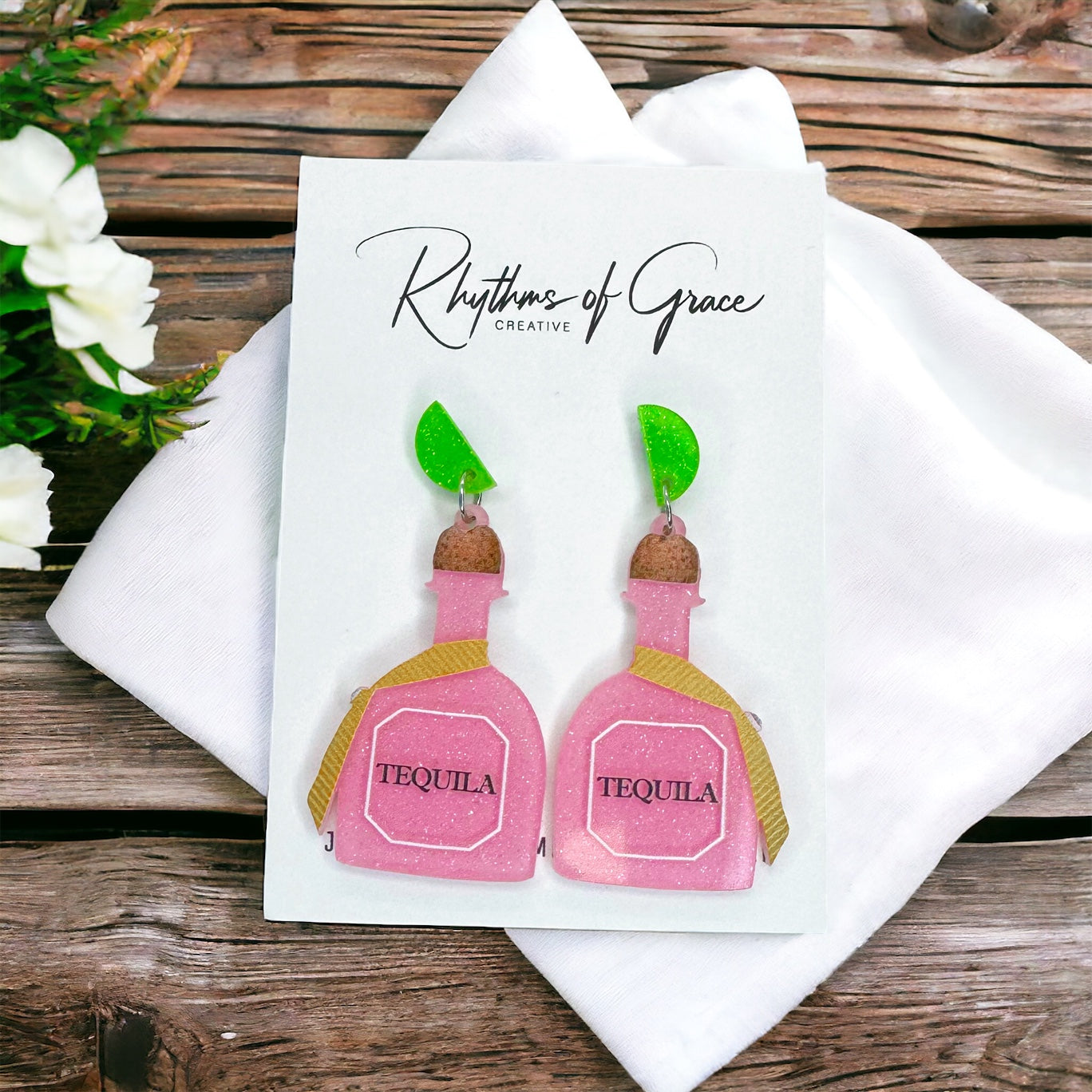 Tequila Earrings - Tequila Shots, Margarita Accessories, Mexican Fiesta, Happy Birthday, Cinco de Mayo