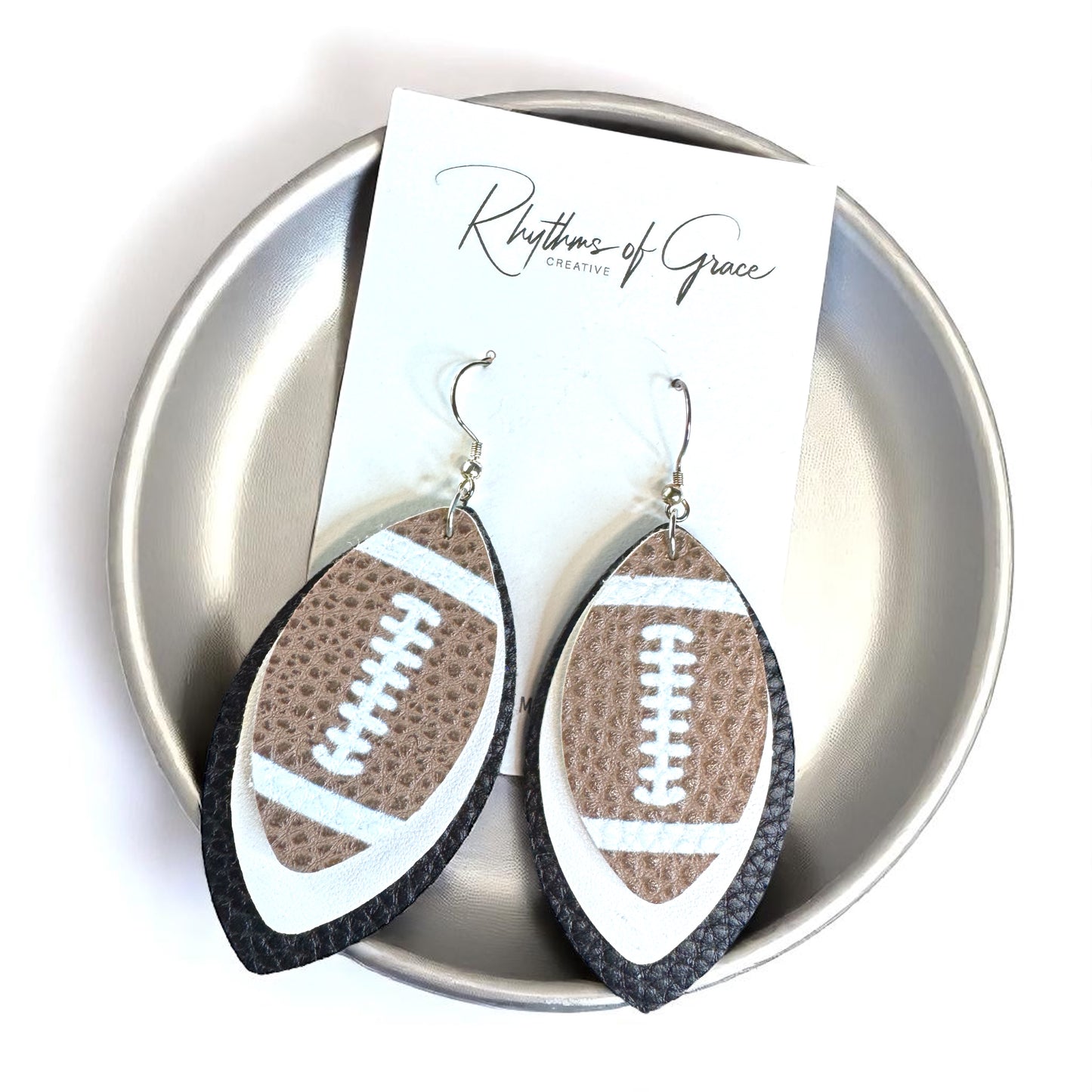 Game Day Glam: Black and White Football Earrings for the Ultimate Fan!