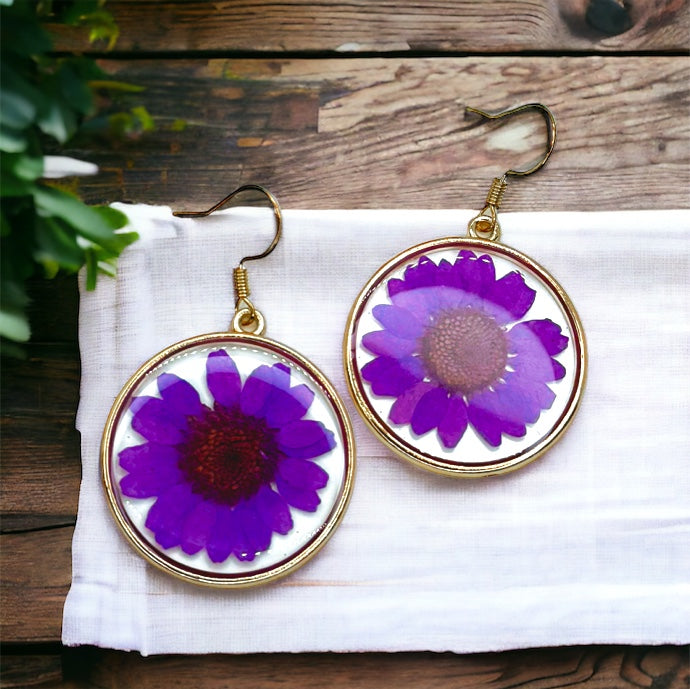 Dried Flower Earrings - Purple Flower, Dried Flowers, Easter Earrings, Handmade Earrings, Flower Earrings, Dried Flower Jewelry, Floral Accessories